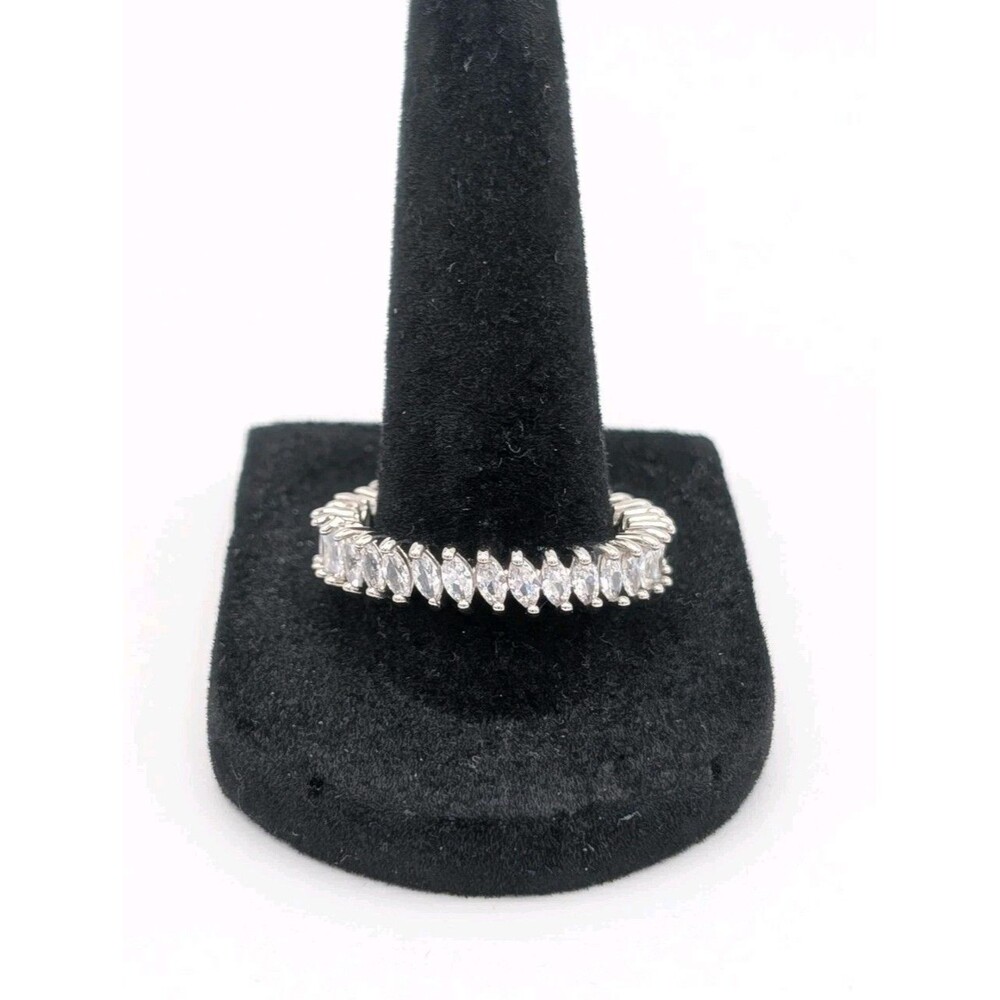 Marquise Cubic Zirconia 2.3 TCW Full Eternity Wedding 925 Sterling Band Ring